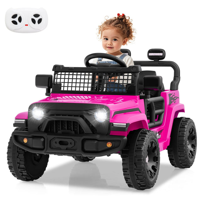 12V Kinder Elektroauto mit Fernbedienung, Musik, LED-Lichtern, Pink