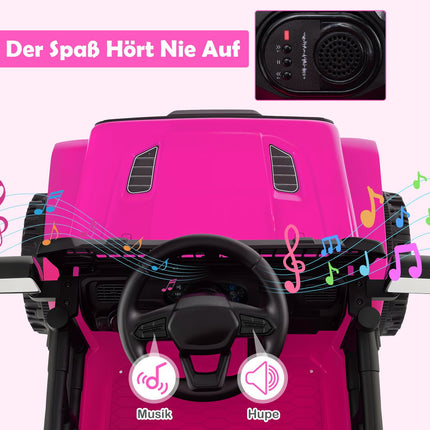12V Kinder Elektroauto mit Fernbedienung, Musik, LED-Lichtern, Pink
