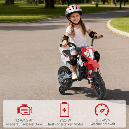 12V Kids Electric Motorcycle with Removable Training Wheels