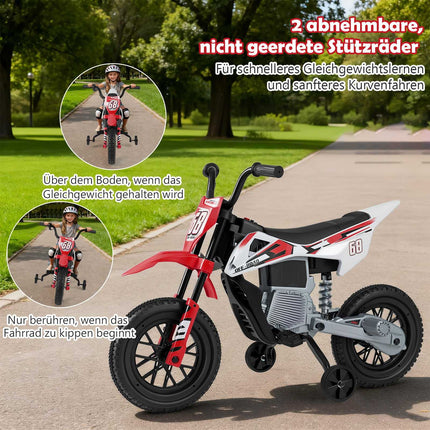 12V Kids Electric Motorcycle with Removable Training Wheels