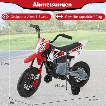 12V Kids Electric Motorcycle with Removable Training Wheels