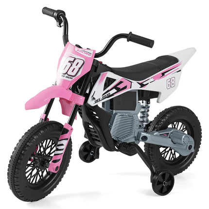 12V Kinder-Elektromotorrad mit Stützrädern, Rosa