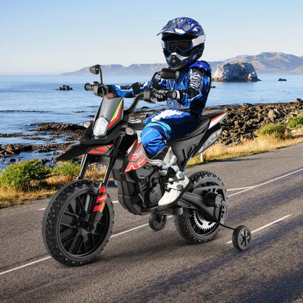 12V Kinder-Elektromotorrad mit Stützrädern, Rot