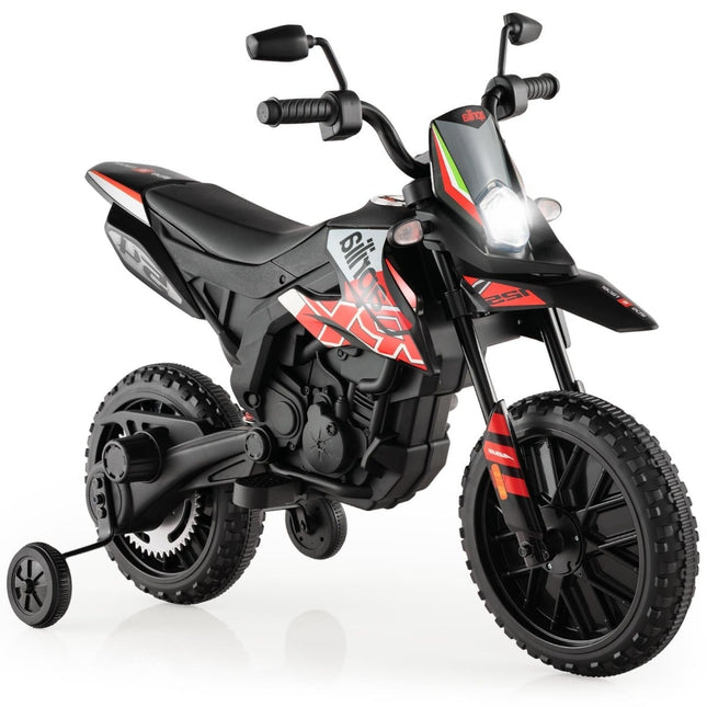 12V Kinder-Elektromotorrad mit Stützrädern, Rot