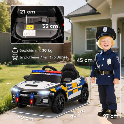 12V Kids Electric Police Car with Remote, Siren, Lights
