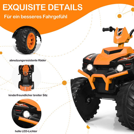 12V Kids Electric Quad with Lights, Music & Horn, Orange