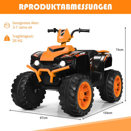 12V Kids Electric Quad with Lights, Music & Horn, Orange