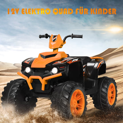 12V Kids Electric Quad with Lights, Music & Horn, Orange