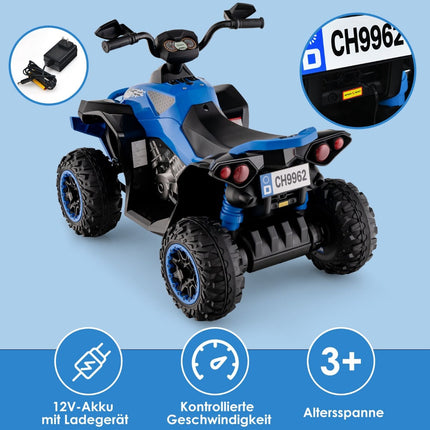 12V Kinder Elektro Quad mit Musik, Hupe, LED-Leuchten