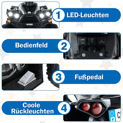 12V Kinder Elektro Quad mit Musik, Hupe & LED-Lichtern