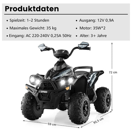 12V Kinder Elektro Quad mit Musik, Hupe & LED-Lichtern