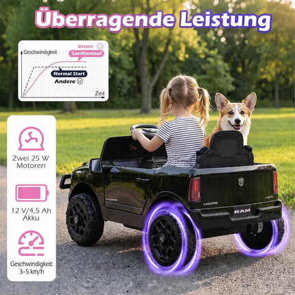 12V Kids Electric Ride-On Car, Black, 2 Motors, Ages 3+