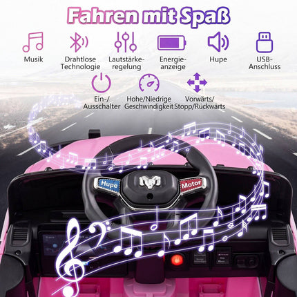 12V Kids Electric Ride-On Car, Pink, with Remote Control