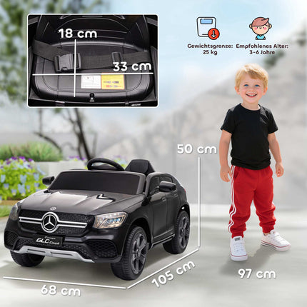 12V Kinder Elektroauto, Fernbedienung, LED, Musik, Schwarz