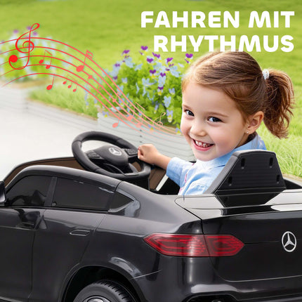 12V Kinder Elektroauto, Fernbedienung, LED, Musik, Schwarz