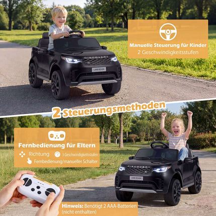 12V Kinder Elektroauto, Fernsteuerung, LED, Musik, Schwarz