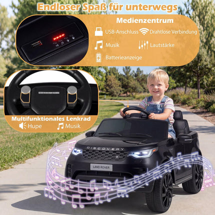 12V Kinder Elektroauto, Fernsteuerung, LED, Musik, Schwarz