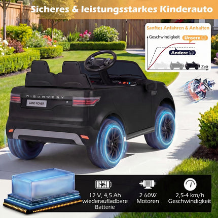 12V Kinder Elektroauto, Fernsteuerung, LED, Musik, Schwarz