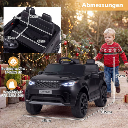 12V Kinder Elektroauto, Fernsteuerung, LED, Musik, Schwarz