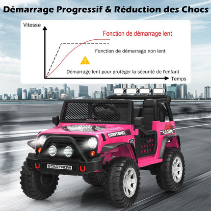 Dětské elektrické vozítko 12V, ovladač, světla, růžová