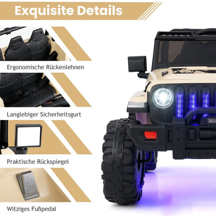 12V Kinder-Elektroauto mit Fernbedienung & MP3, Khaki