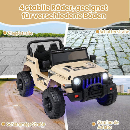 12V Kinder-Elektroauto mit Fernbedienung & MP3, Khaki