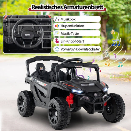 12V Kinder Elektro UTV Geländewagen mit Fernbedienung, Schwarz