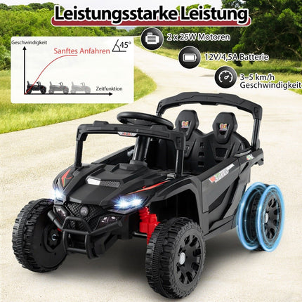 12V Kinder Elektro UTV Geländewagen mit Fernbedienung, Schwarz