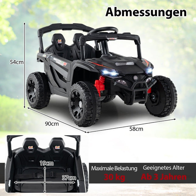 12V Kinder Elektro UTV Geländewagen mit Fernbedienung, Schwarz