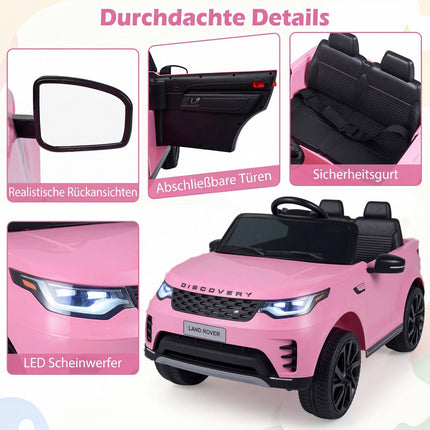 12V Kids Ride-On Electric Car, Remote Control, LED, Pink