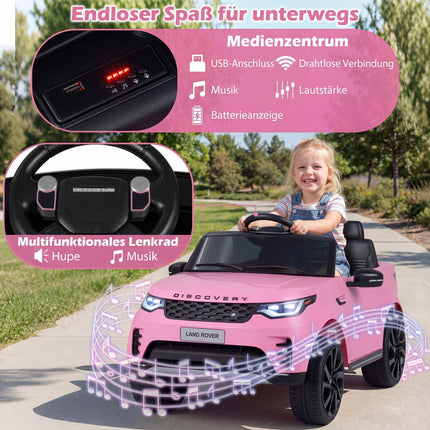 12V Kids Ride-On Electric Car, Remote Control, LED, Pink