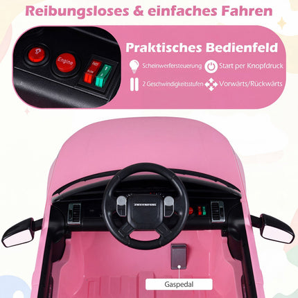 12V Kids Ride-On Electric Car, Remote Control, LED, Pink