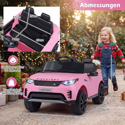 12V Kids Ride-On Electric Car, Remote Control, LED, Pink