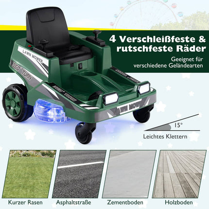 Dětský zahradní traktůrek 12V s otáčením 360 a LED světly