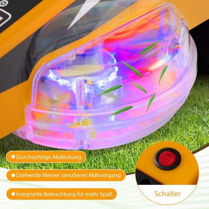 12V Kinder Aufsitzmäher mit 360°-Lenkung und LED-Lichtern