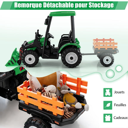 12V Kinder Traktor mit Anhänger, Schaufel, Fernbedienung