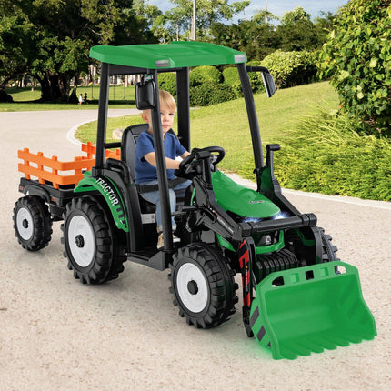 12V Kinder Traktor mit Anhänger, Schaufel, Fernbedienung