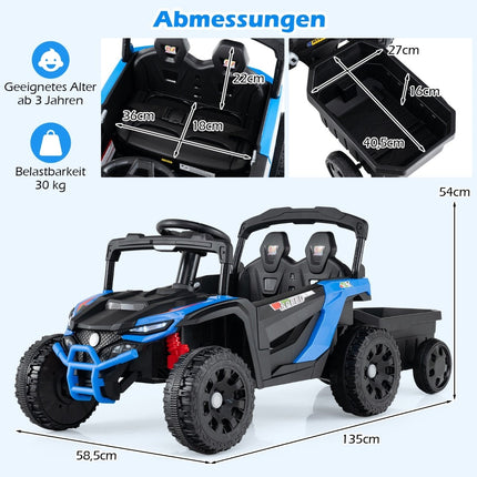 12V Kids Ride-On Tractor with Remote & Detachable Trailer