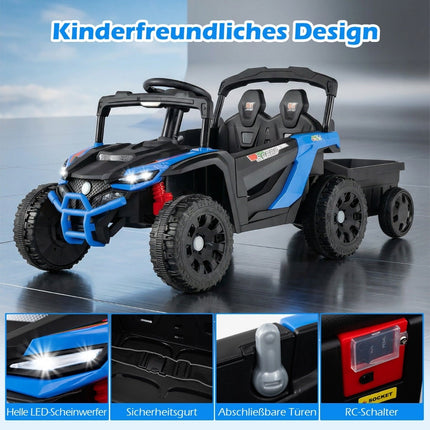 12V Kids Ride-On Tractor with Remote & Detachable Trailer