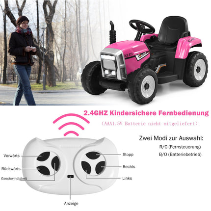 12V Kinder Traktor mit Anhänger, Fernbedienung