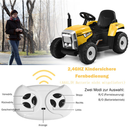 12V Kids Ride-On Tractor with Trailer, Remote Control