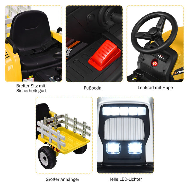12V Kinder Traktor mit Anhänger, Fernsteuerung