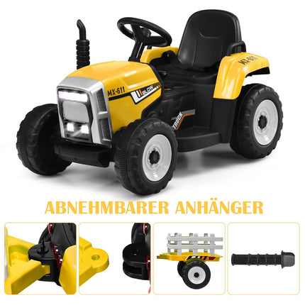 12V Kids Ride-On Tractor with Trailer, Remote Control