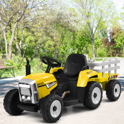 12V Kids Ride-On Tractor with Trailer, Remote Control
