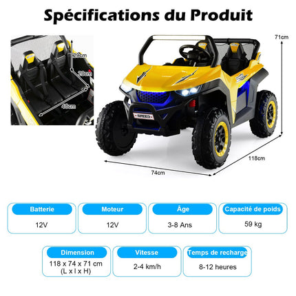 Dětské vozítko 12V, dvoumístné, ovladač, odpružení