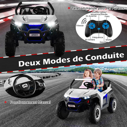 12V Kids Ride-On UTV, Remote Control, 2-Seater, White