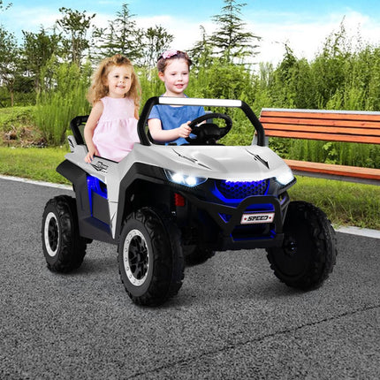 12V Kids Ride-On UTV, Remote Control, 2-Seater, White