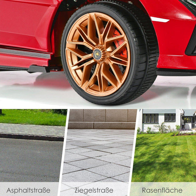 12V Lamborghini Kinder Elektroauto mit 2.4G Fernbedienung Kinderauto 3-5km/h mit MP3 rot
