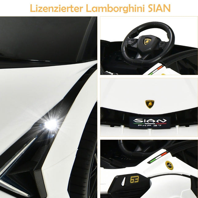 12V Lamborghini Kinder Elektroauto mit 2.4G Fernbedienung Kinderauto 3-5km/h mit MP3 weiß