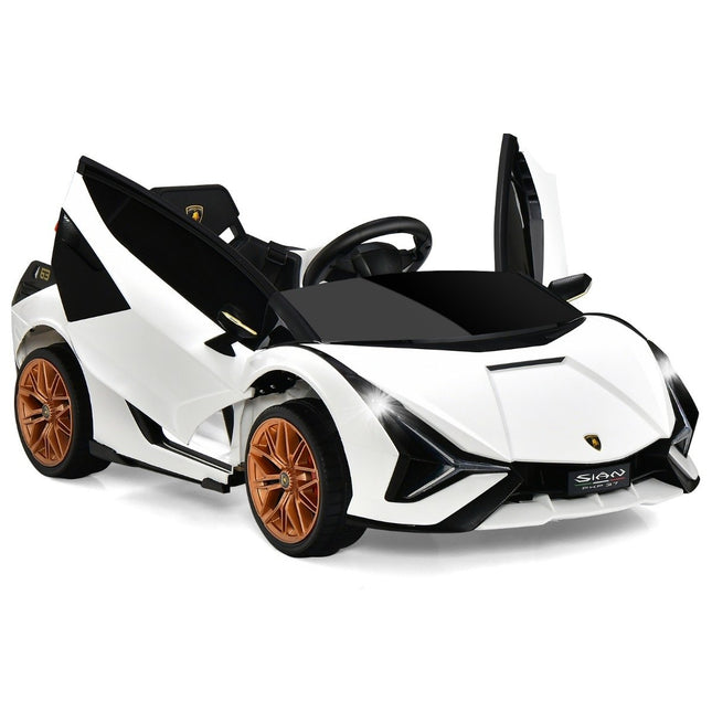12V Lamborghini Kinder Elektroauto mit 2.4G Fernbedienung Kinderauto 3-5km/h mit MP3 weiß